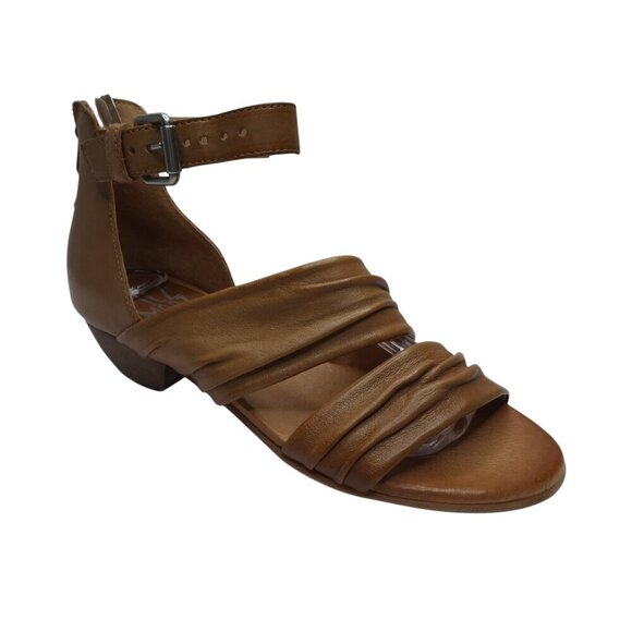 Miz Mooz Cassie Brown Leather Open Toe Strappy Heeled Sandals Womens 37 US 7 - Picture 1 of 14